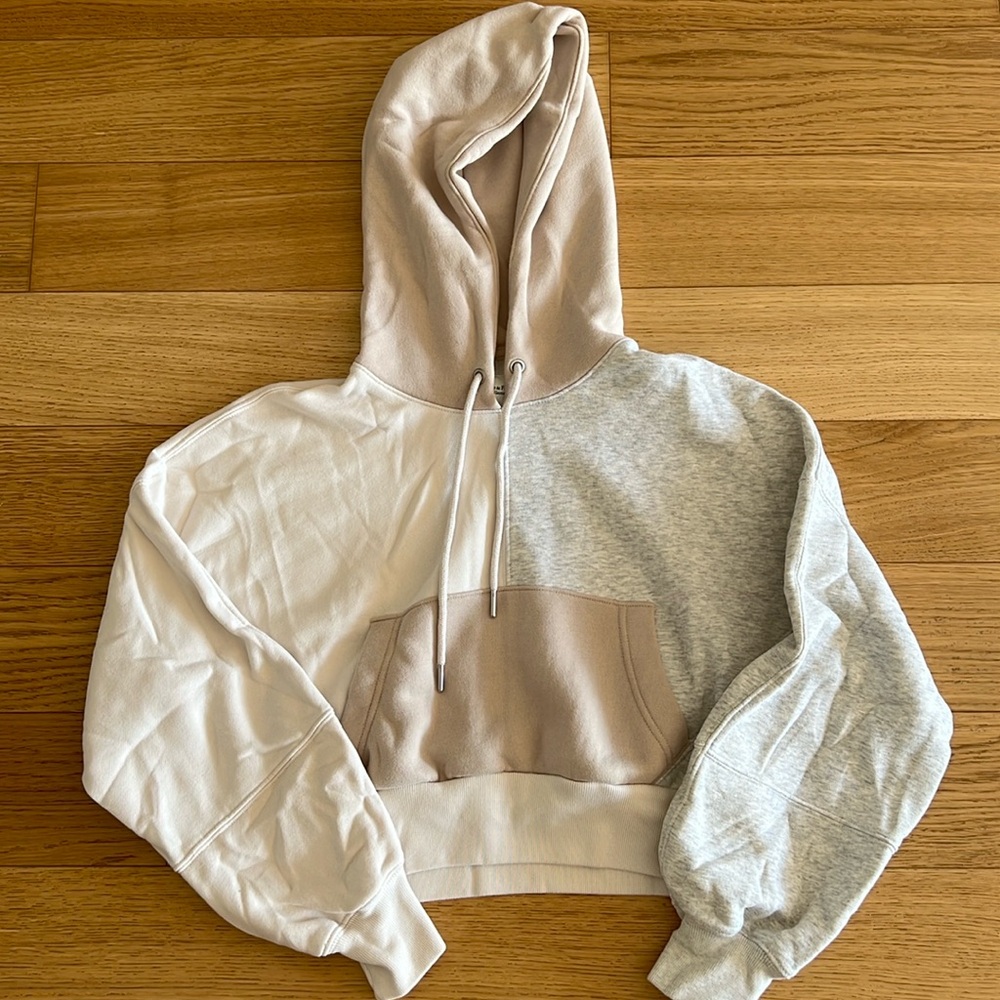 Abercrombie & Fitch Women's Colorblock Hoodie - Cream and Gray